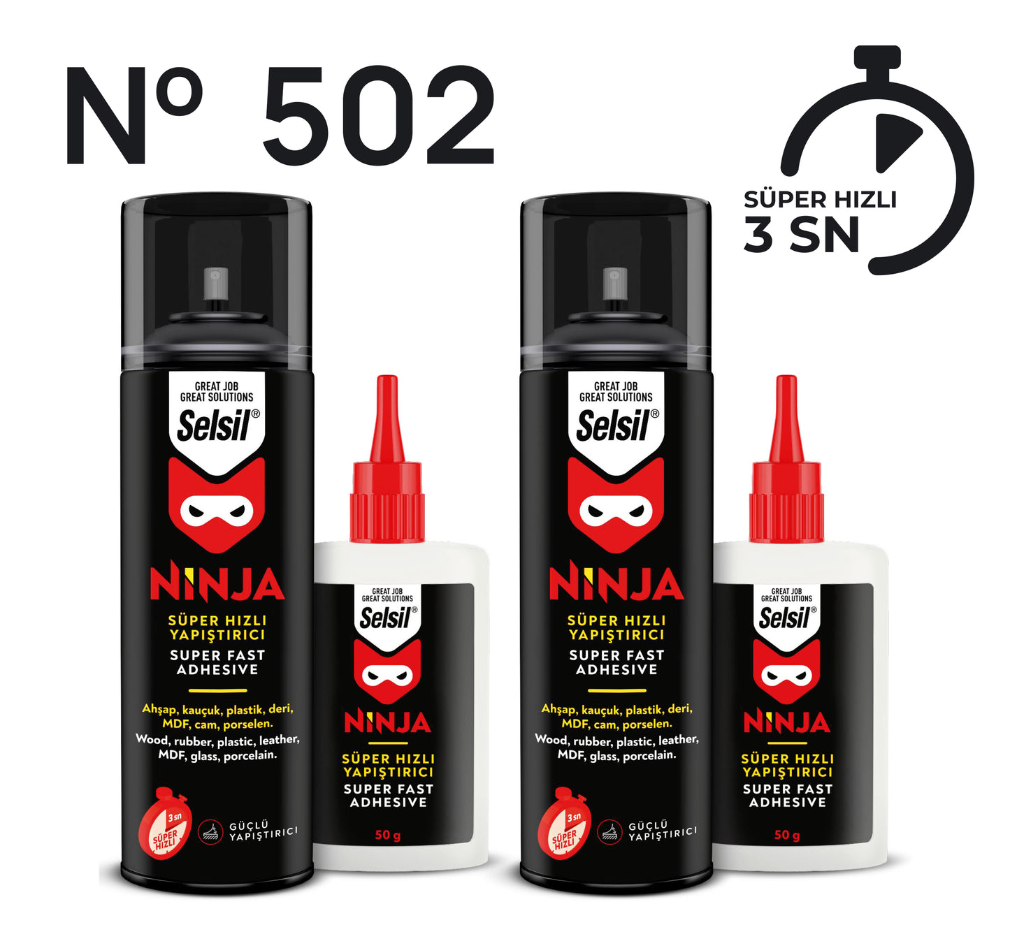 2x Ninja Süper Hızlı Yapıştırıcı (200ml + 50g)