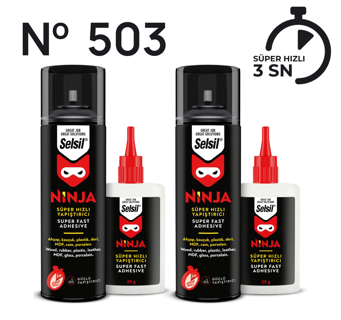 2x Ninja Süper Hızlı Yapıştırıcı (100ml + 25g)