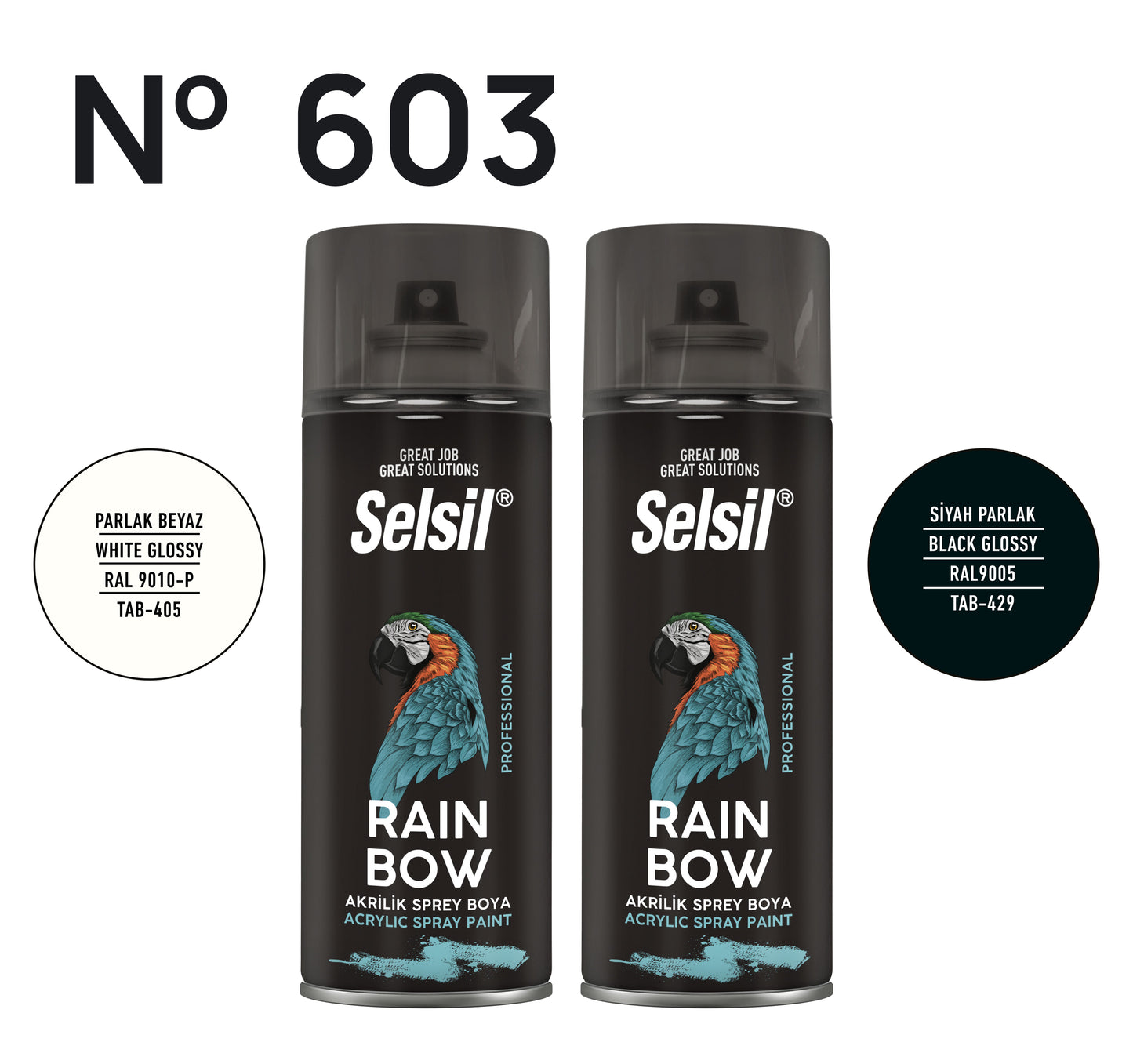 2 x Sprey Boya Parlak (Siyah & Beyaz) 400ml