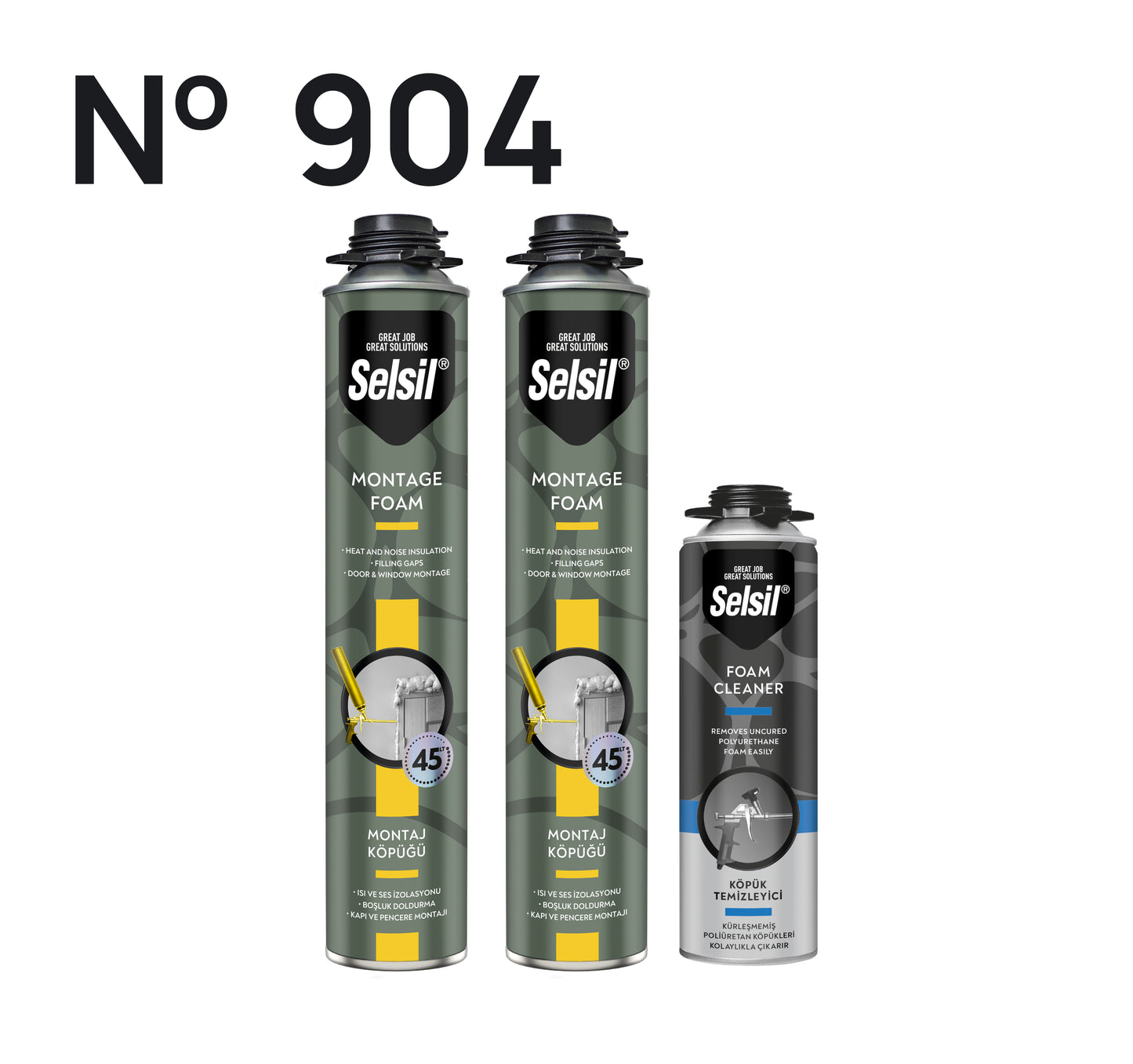 2 x Montaj Köpüğü - Tabancalı 845g + 1 Köpük Temizleyici 500ml