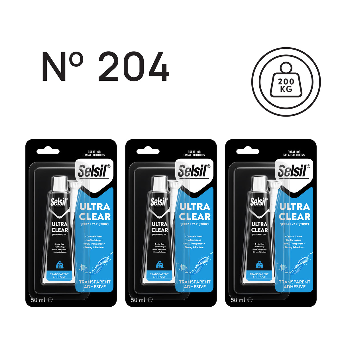 3 x Ultra Clear Şeffaf 50ml
