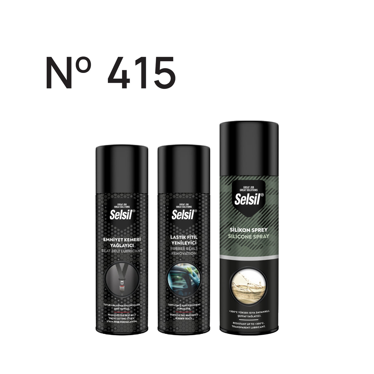 Emniyet Kemeri Yağlayıcı 200ml + Lastik Fitil Yenileyici 200ml + Silikon Sprey 500 ml