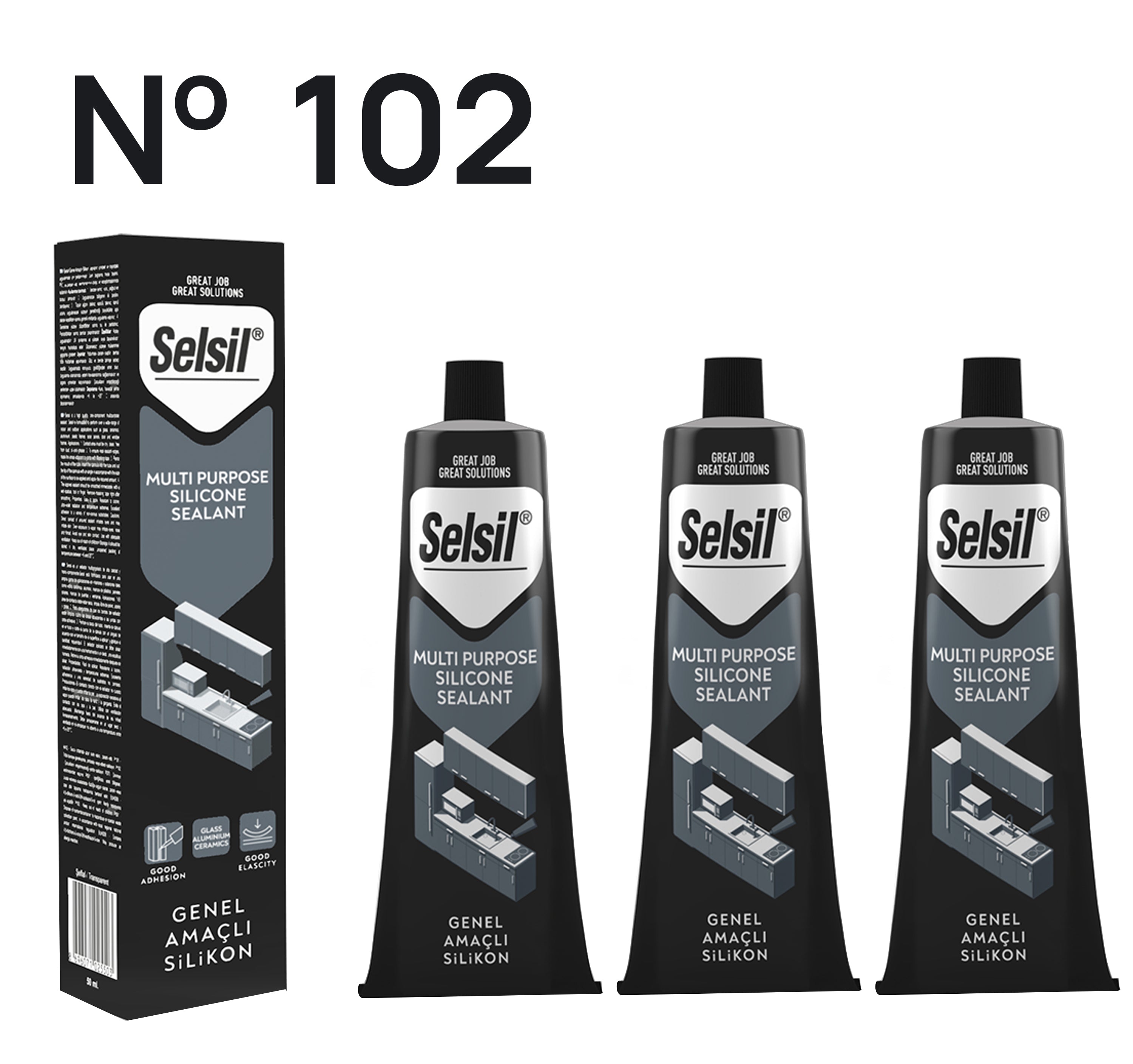 3 x Genel Amaçlı Silikon Şeffaf 50ml