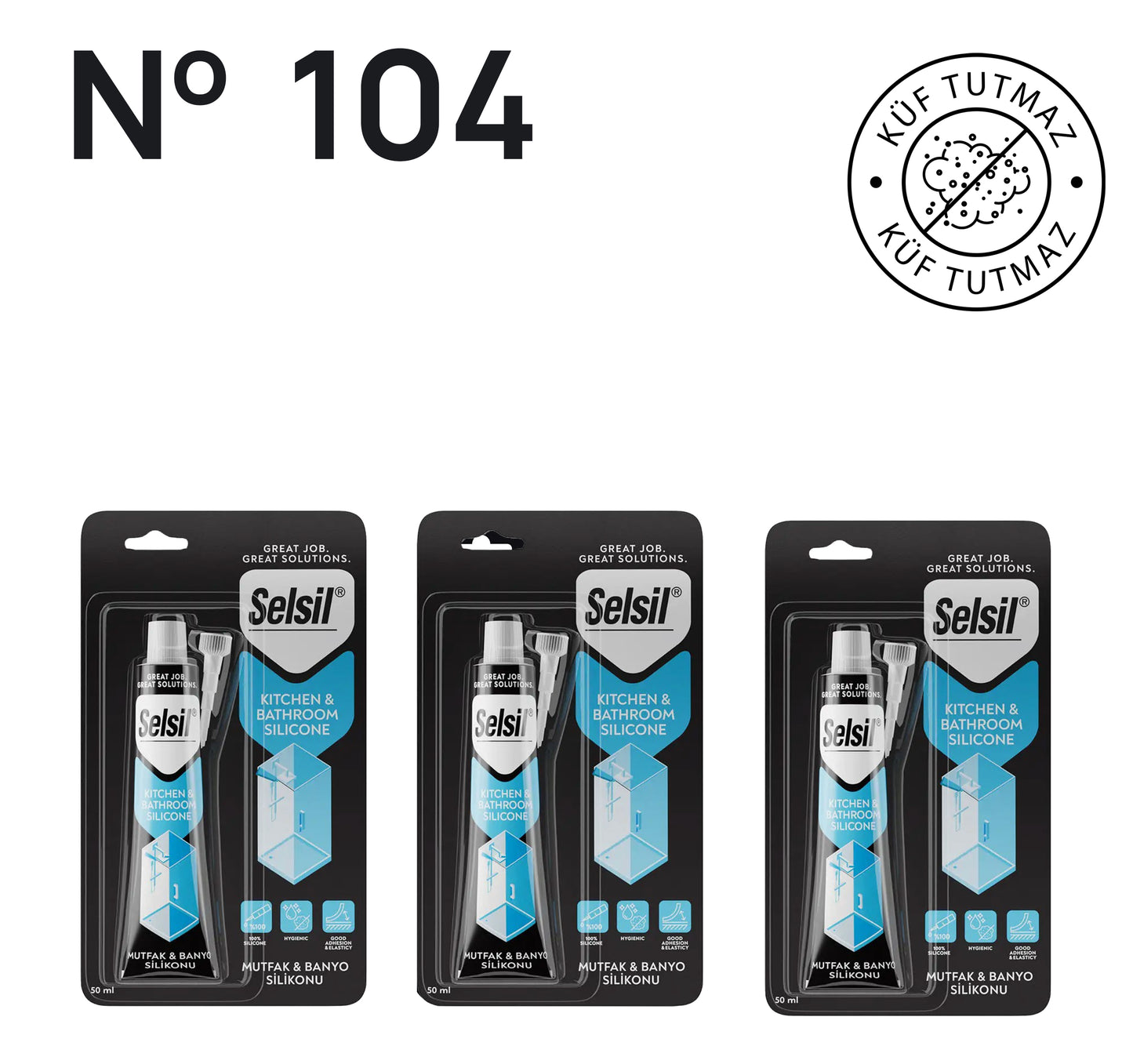 3 x Mutfak Banyo Silikonu Şeffaf 50 ml