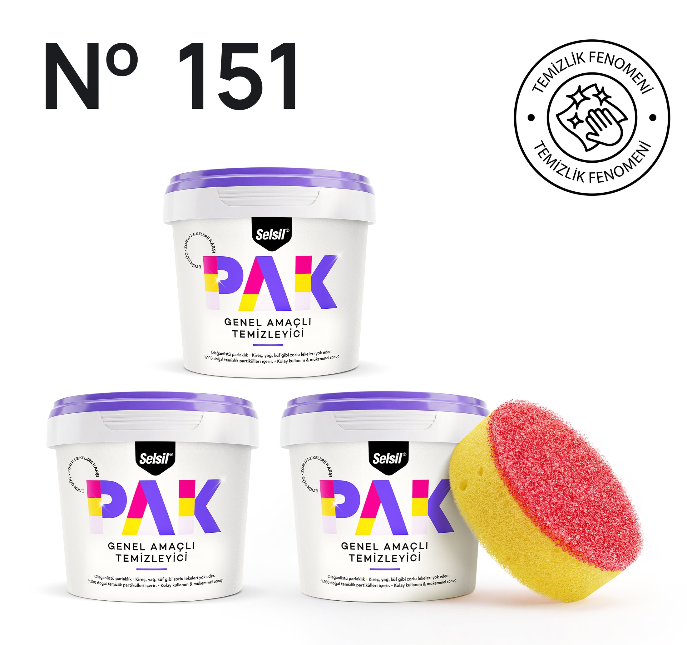 3 x Selsil Pak Krem 500gr  (Sünger Hediyeli)