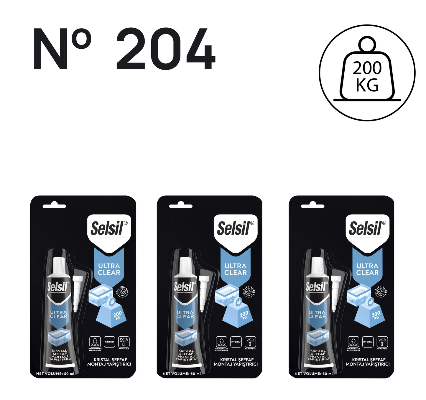 3 x Ultra Clear Şeffaf 50ml