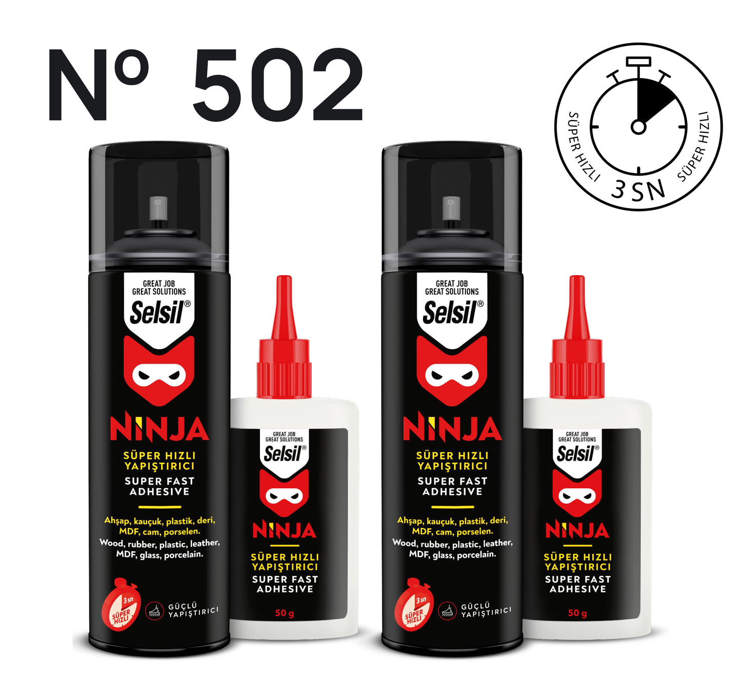 2x Ninja Süper Hızlı Yapıştırıcı (200ml + 50g)