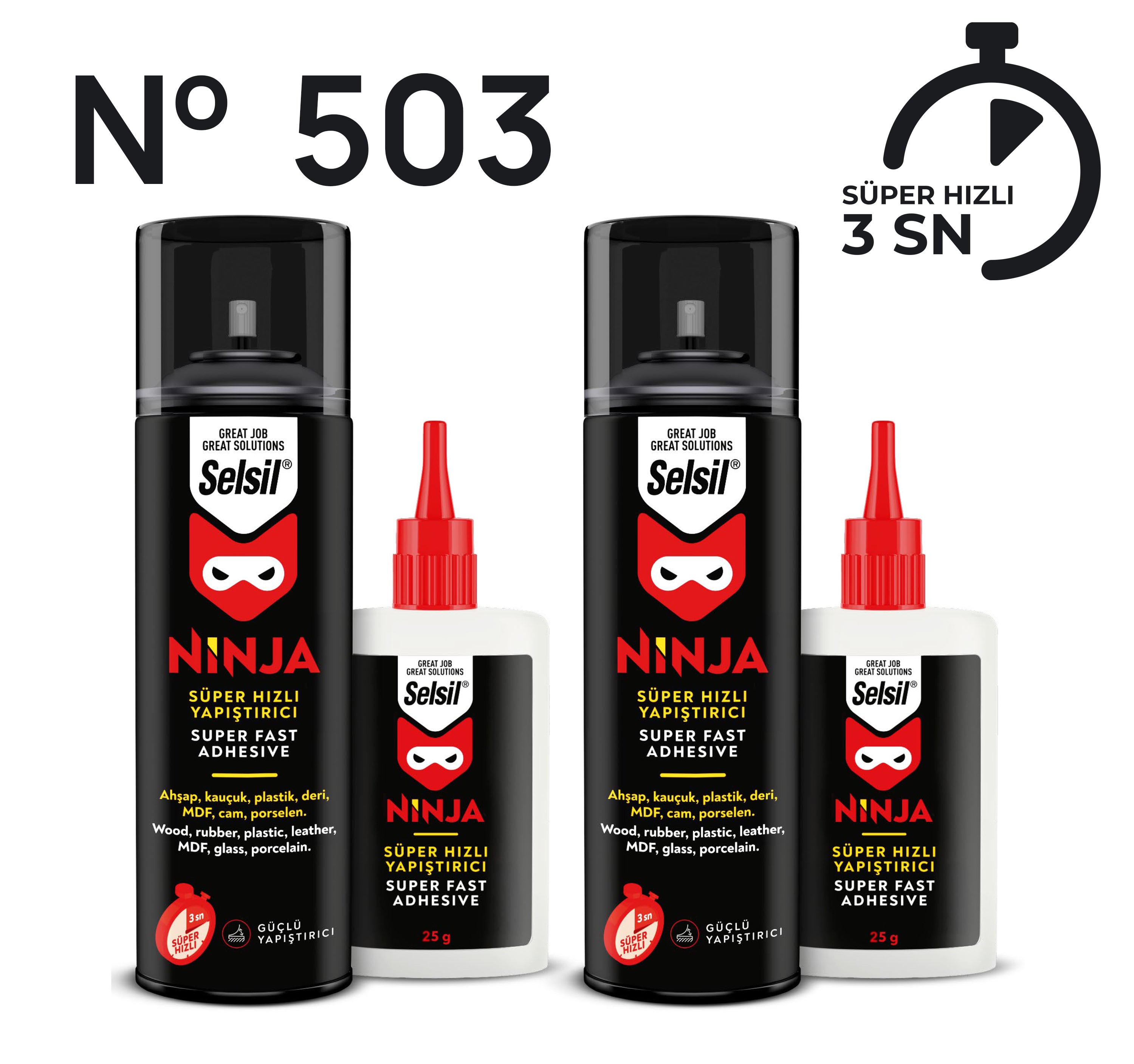 2x Ninja Süper Hızlı Yapıştırıcı (100ml + 25g)