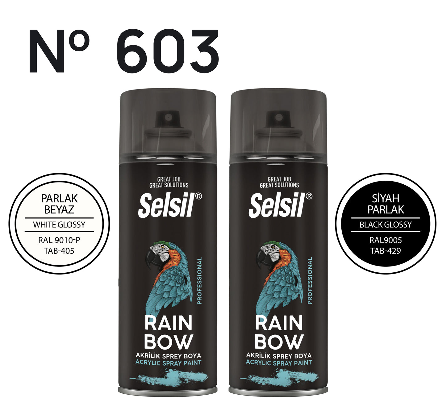 2 x Sprey Boya Parlak (Siyah & Beyaz) 400ml