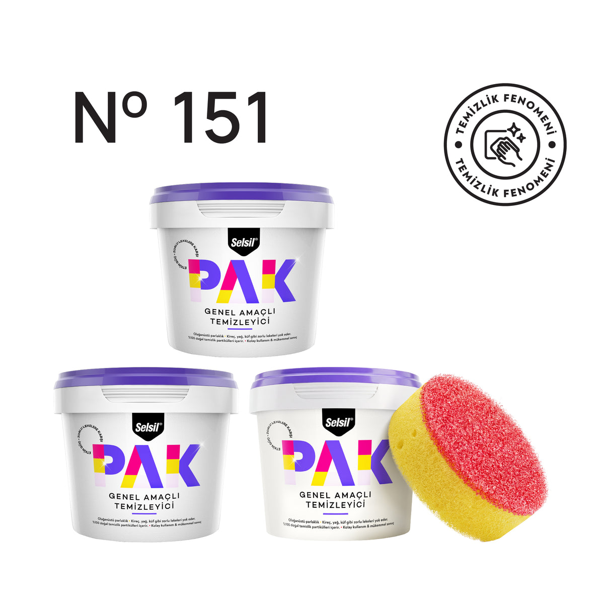 3 x Selsil Pak Krem 500gr  (Sünger Hediyeli)