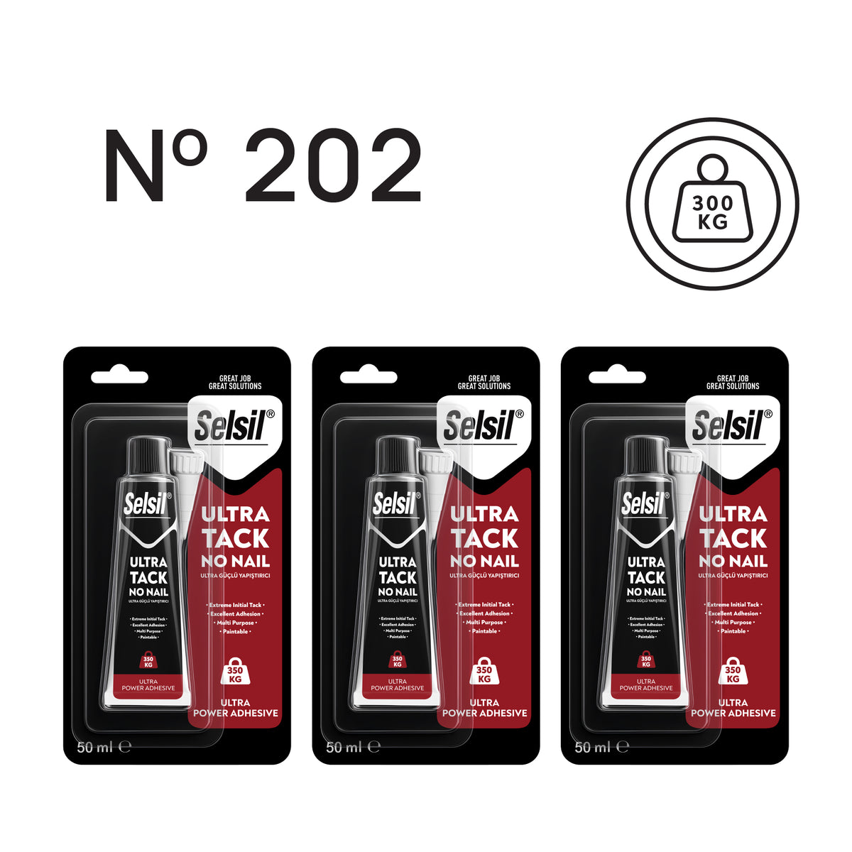 3 x Ultra Tack Montaj Yapıştırıcı  Beyaz 50ml