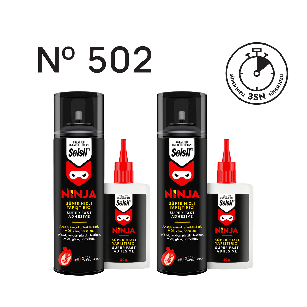2x Ninja Süper Hızlı Yapıştırıcı (200ml + 50g)