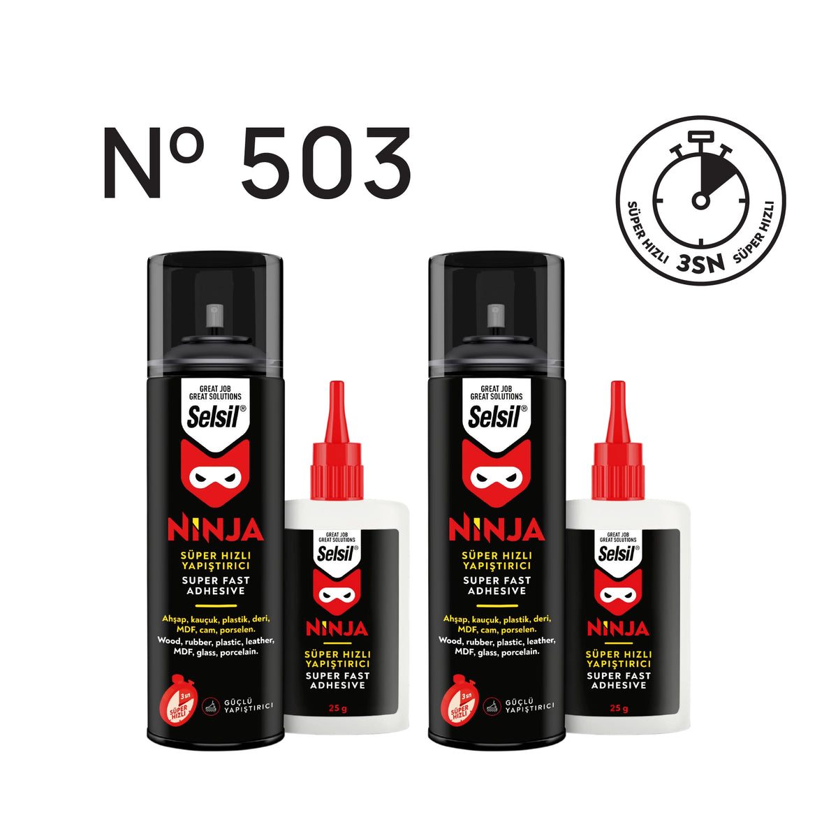2x Ninja Süper Hızlı Yapıştırıcı (100ml + 25g)