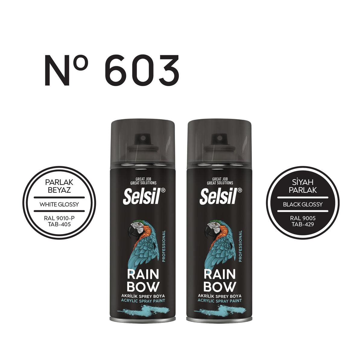 2 x Sprey Boya Parlak (Siyah & Beyaz) 400ml
