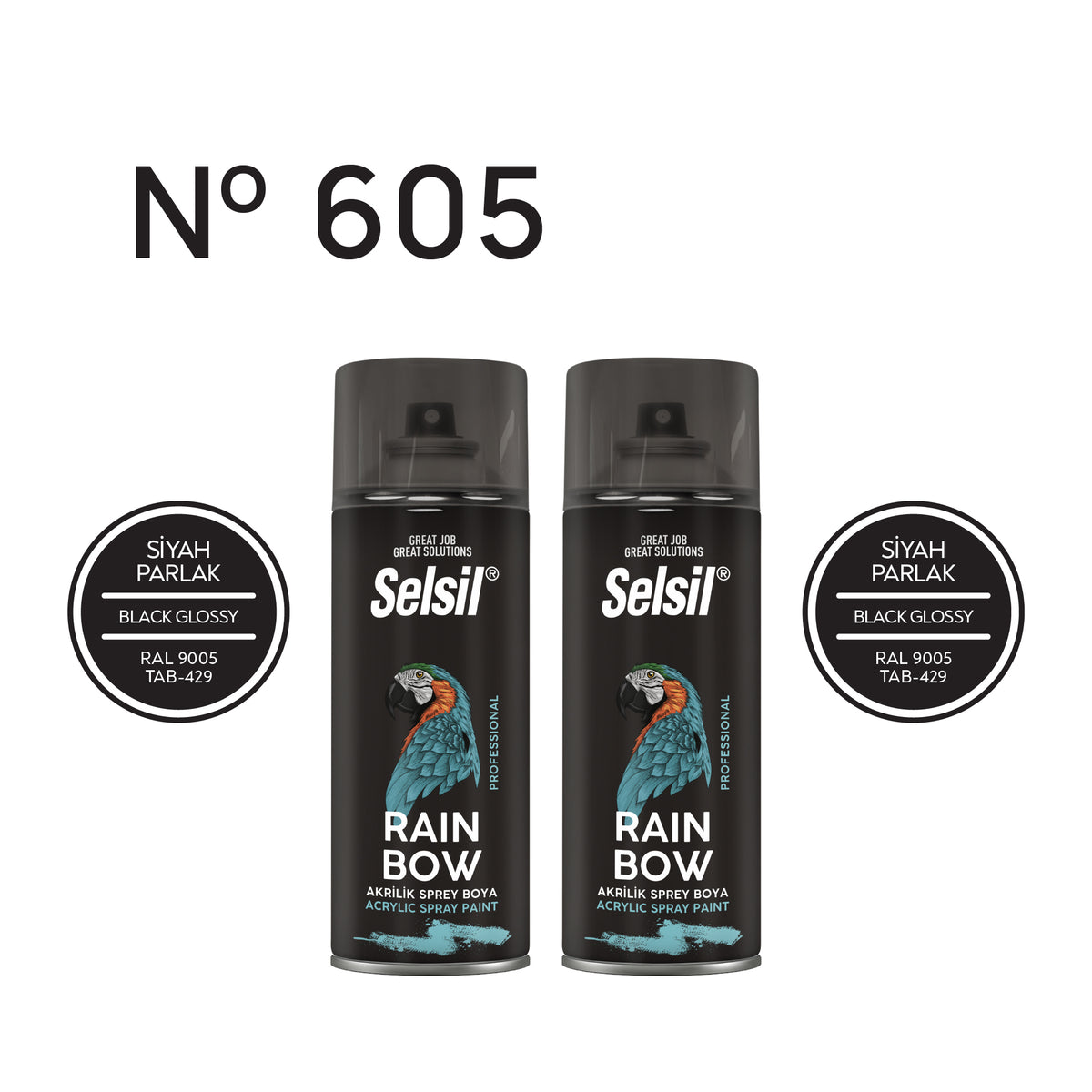 2 x Sprey Boya Parlak Siyah 400ml